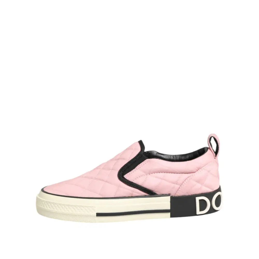 Dolce & Gabbana Rosa gesteppte Nylon Slip-On Sneaker Schuhe