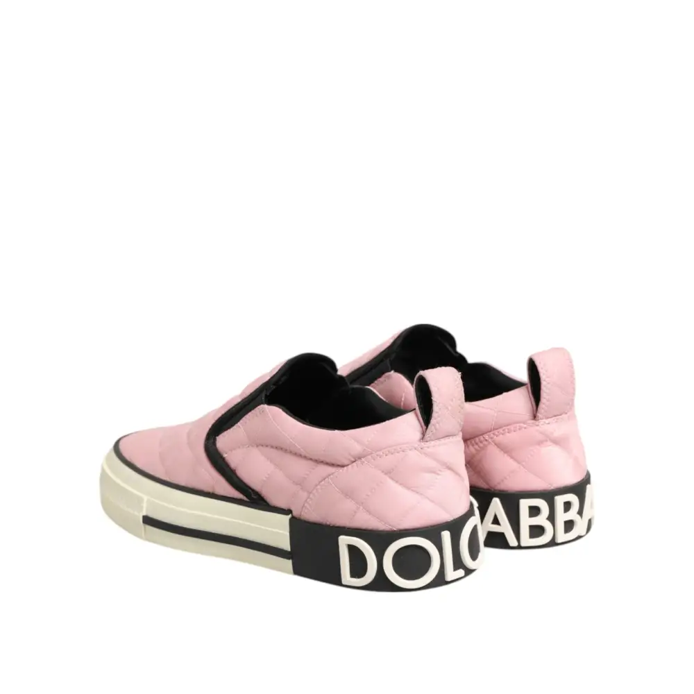 Dolce & Gabbana Rosa gesteppte Nylon Slip-On Sneaker Schuhe