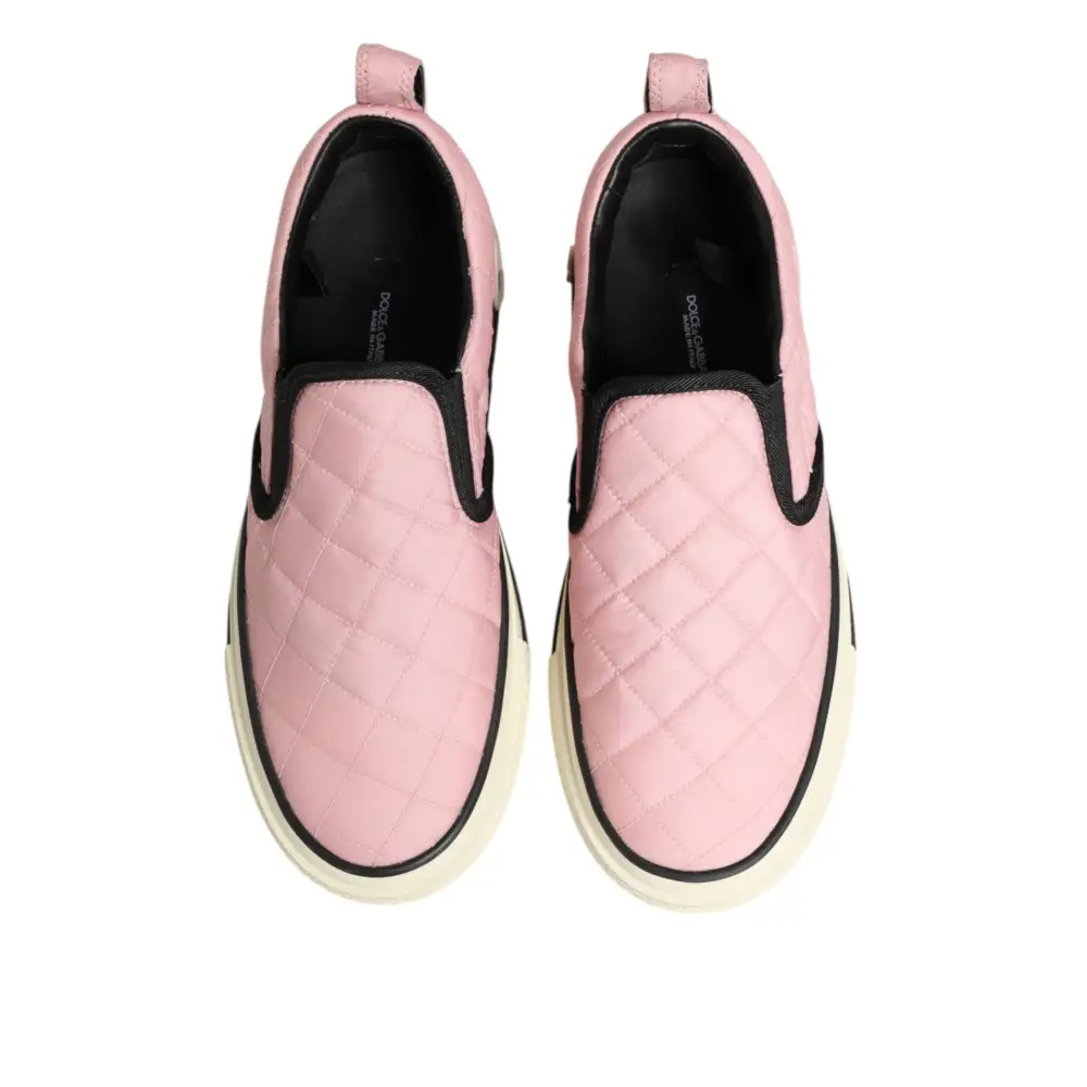 Dolce & Gabbana Rosa gesteppte Nylon Slip-On Sneaker Schuhe