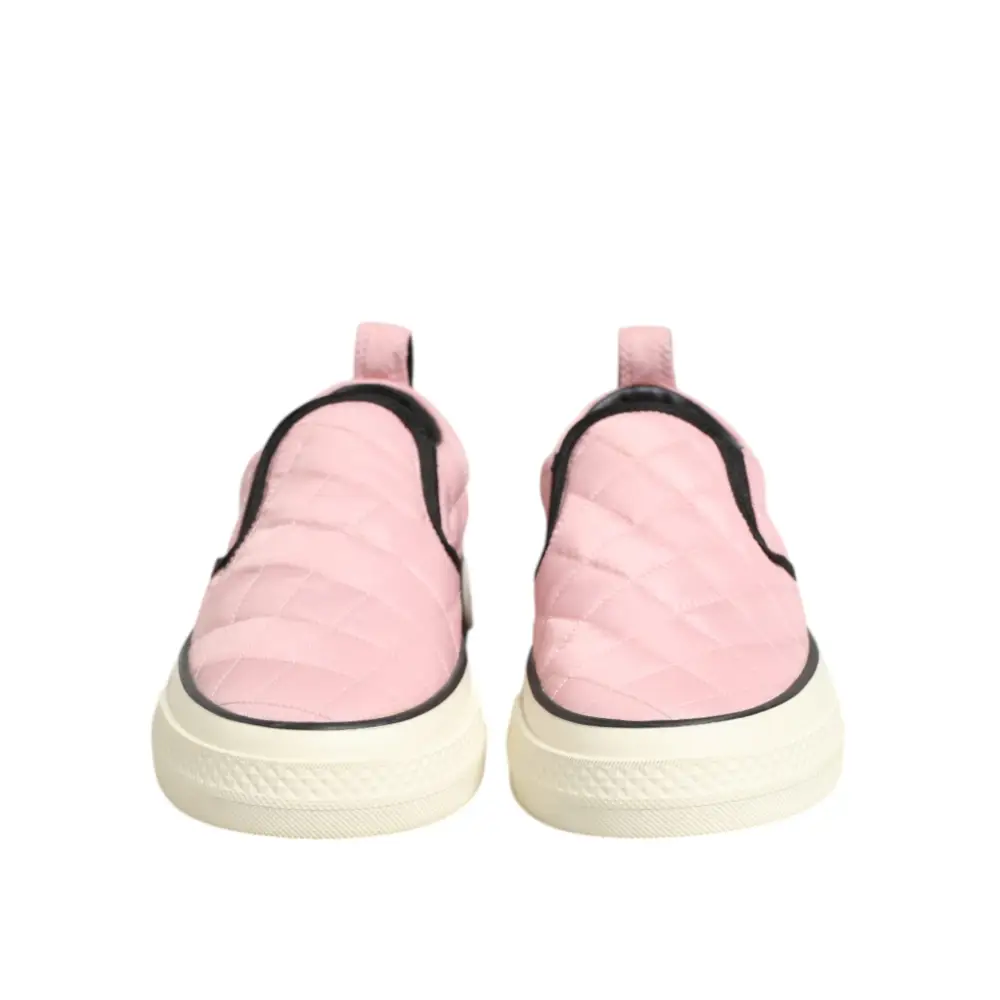 Dolce & Gabbana Rosa gesteppte Nylon Slip-On Sneaker Schuhe