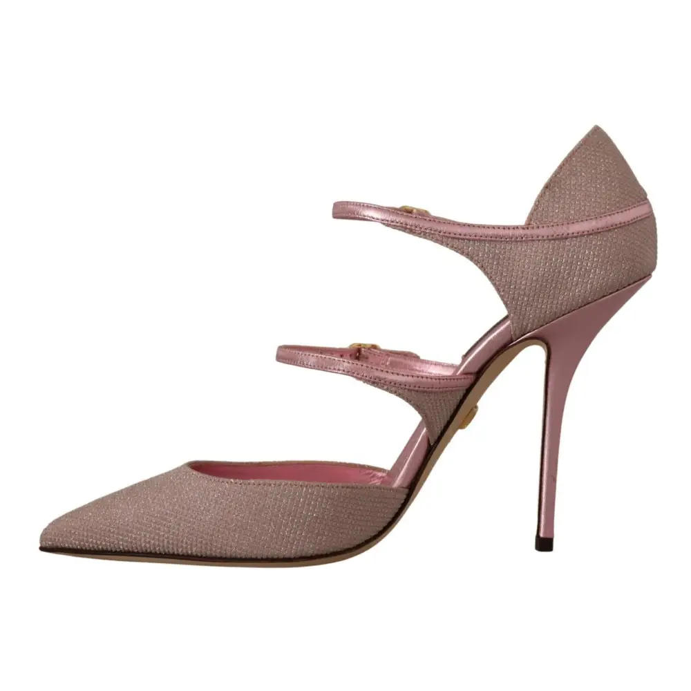 Dolce & Gabbana Rosa glitzernde Riemchensandalen Mary Jane Schuhe - EU39/US8.5