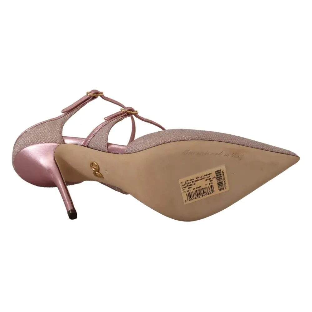 Dolce & Gabbana Rosa glitzernde Riemchensandalen Mary Jane Schuhe - EU39/US8.5