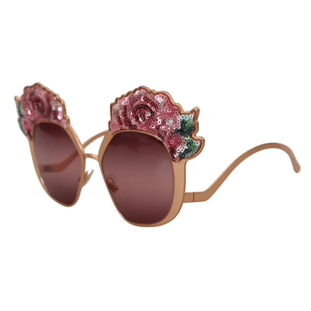 Dolce & Gabbana Rosa Gold Rose Paillettenstickerei DG2202 Sonnenbrille