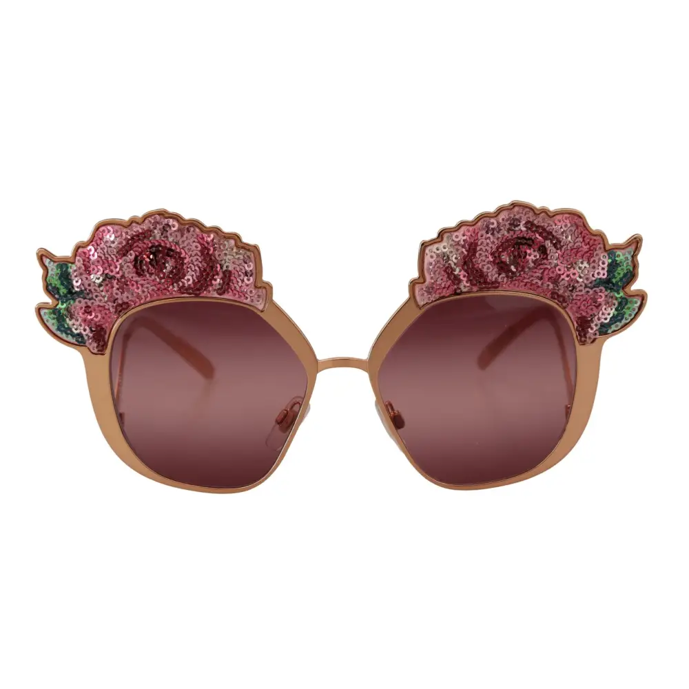 Dolce & Gabbana Rosa Gold Rose Paillettenstickerei DG2202 Sonnenbrille