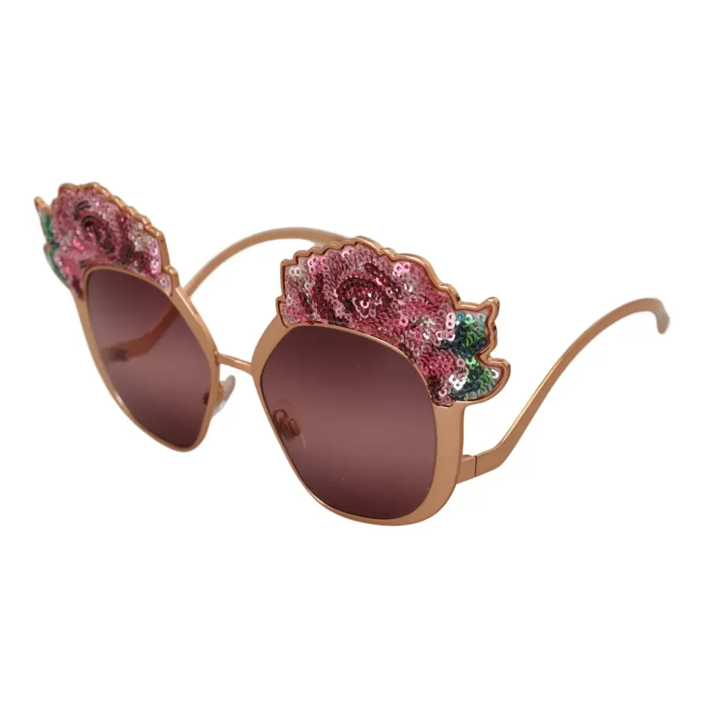 Dolce & Gabbana Rosa Gold Rose Paillettenstickerei DG2202 Sonnenbrille