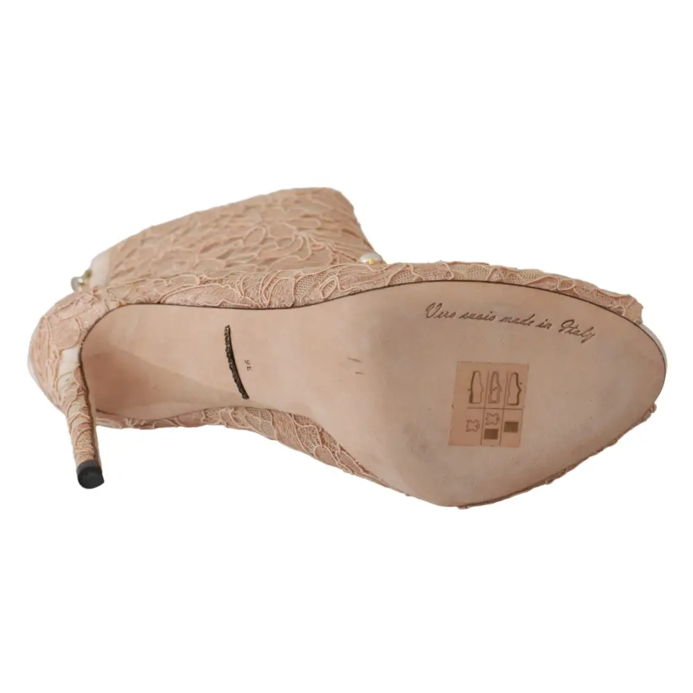 Dolce & Gabbana Rosa Kristall Spitze Booties Stilettos Schuhe - EU36/US5.5
