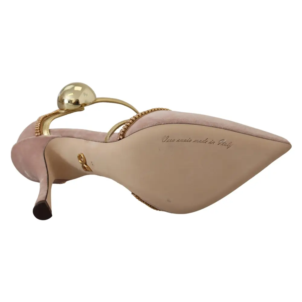 Dolce & Gabbana Rosa Kristall T-strap Heels Pumps Schuhe - EU36/US5.5