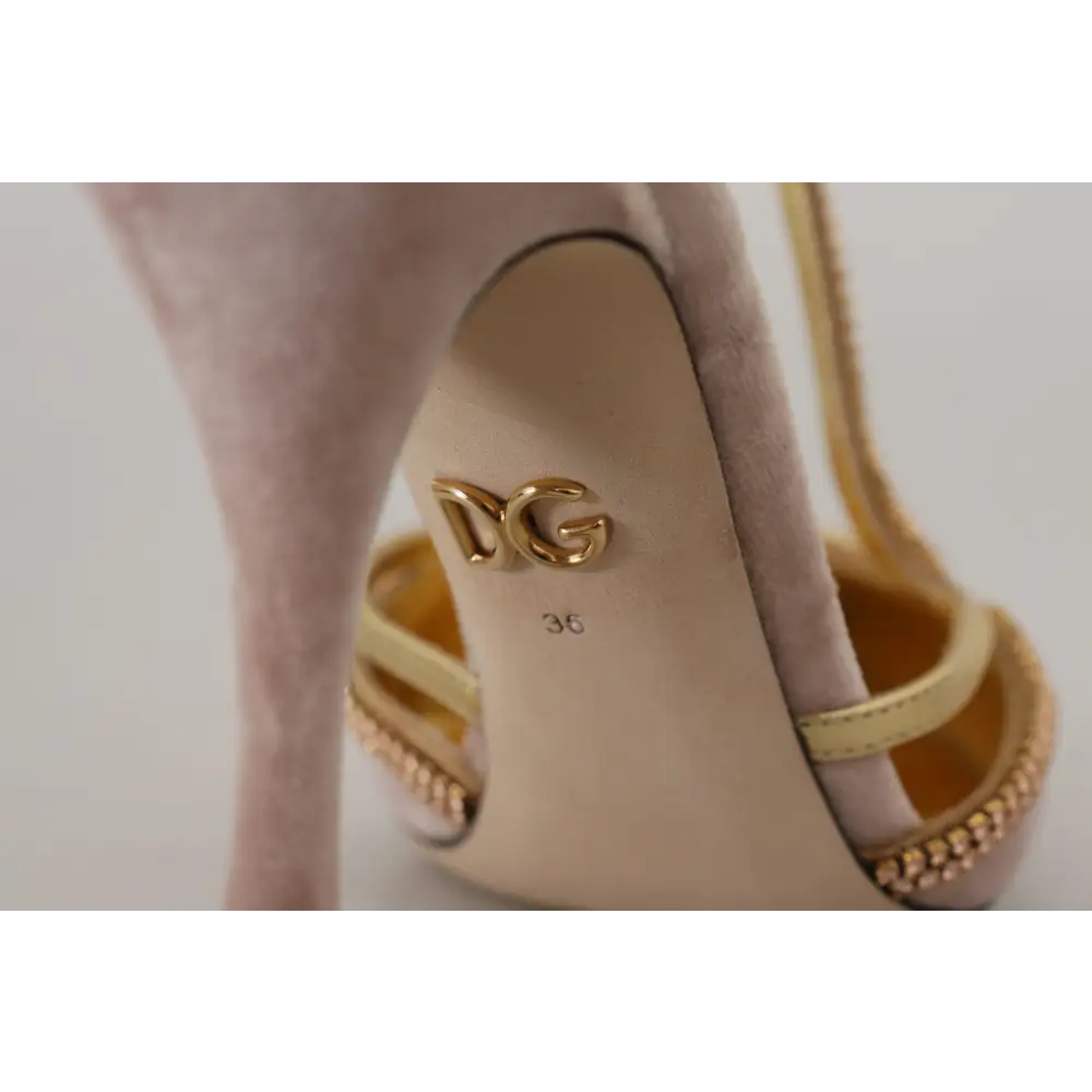 Dolce & Gabbana Rosa Kristall T-strap Heels Pumps Schuhe - EU36/US5.5