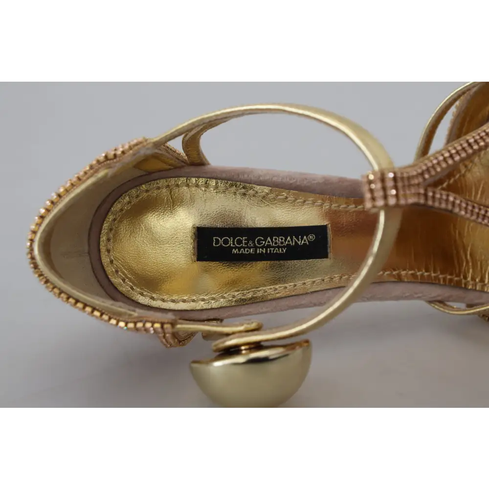Dolce & Gabbana Rosa Kristall T-strap Heels Pumps Schuhe - EU36/US5.5