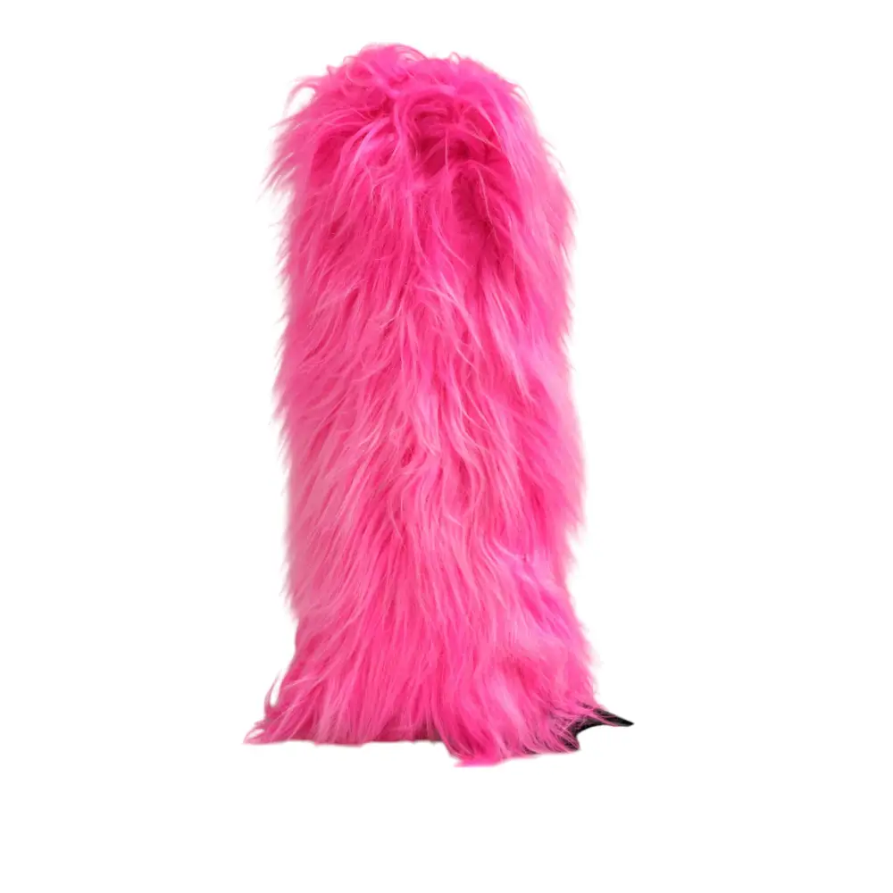 Dolce & Gabbana Rosa Kunstfell Leder High Heels Stiefel Schuhe - EU38/US7.5