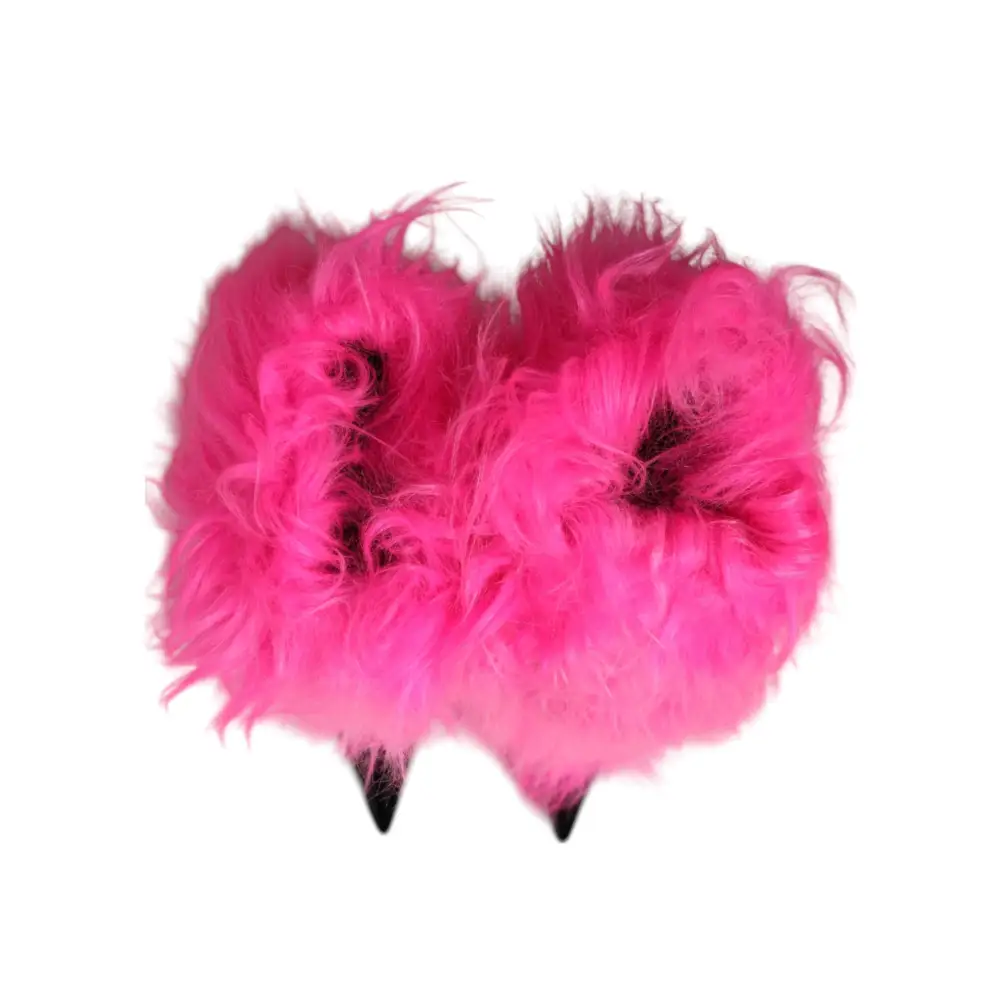 Dolce & Gabbana Rosa Kunstfell Leder High Heels Stiefel Schuhe - EU38/US7.5