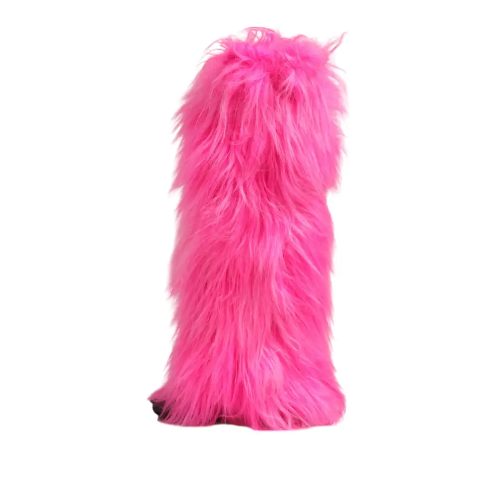 Dolce & Gabbana Rosa Kunstfell Leder High Heels Stiefel Schuhe - EU38/US7.5