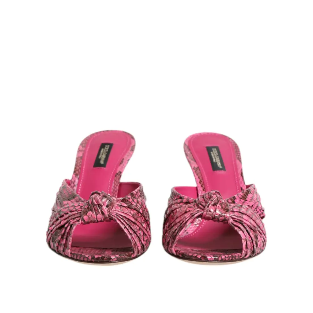Dolce & Gabbana Rosa Leder Absätze Rutschen Sandalen Schuhe