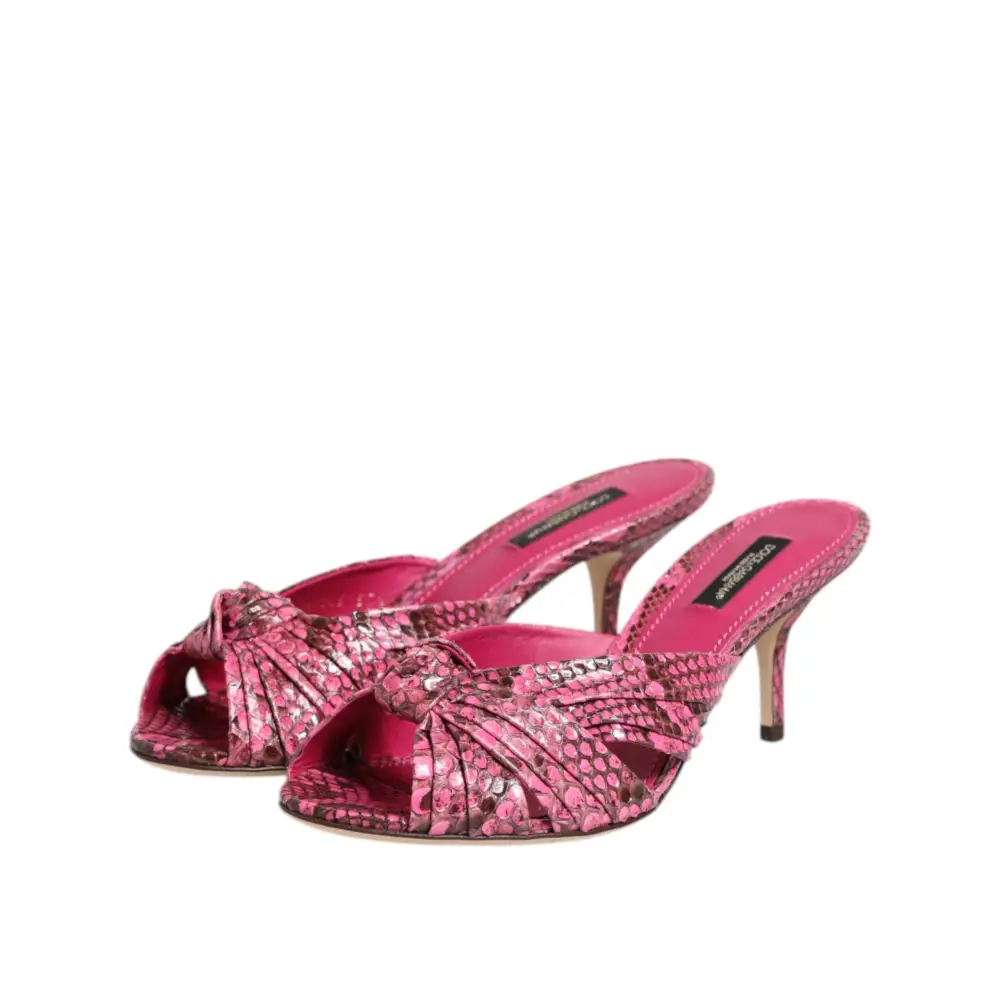 Dolce & Gabbana Rosa Leder Absätze Rutschen Sandalen Schuhe