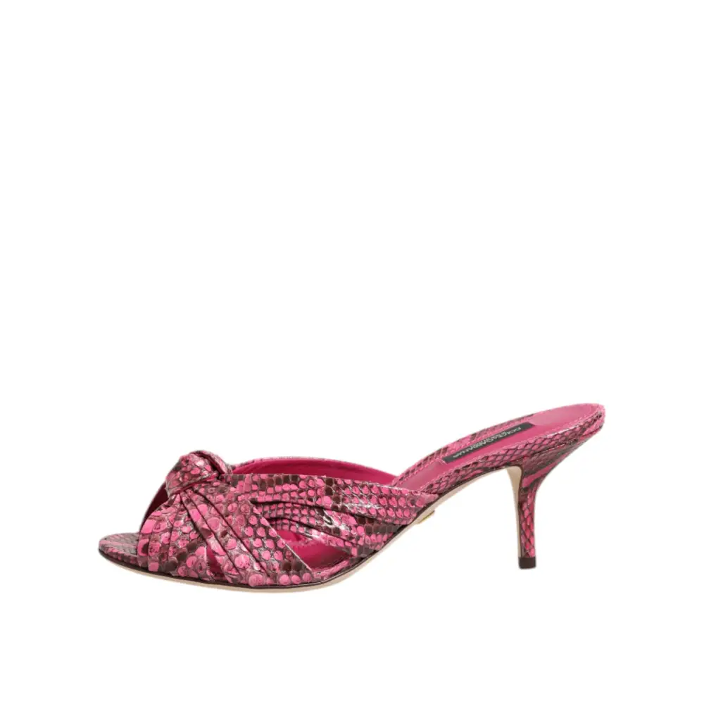 Dolce & Gabbana Rosa Leder Absätze Rutschen Sandalen Schuhe