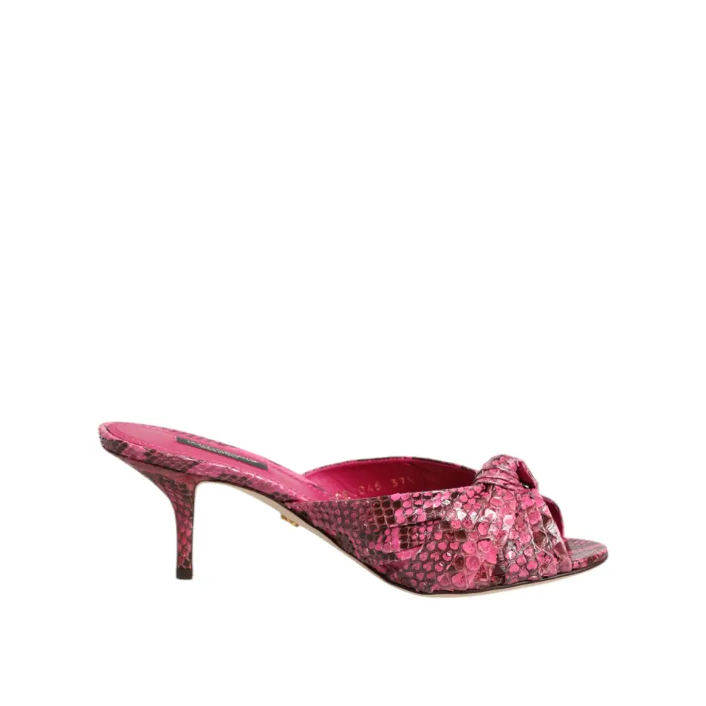 Dolce & Gabbana Rosa Leder Absätze Rutschen Sandalen Schuhe