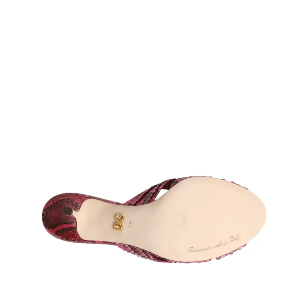 Dolce & Gabbana Rosa Leder Absätze Rutschen Sandalen Schuhe