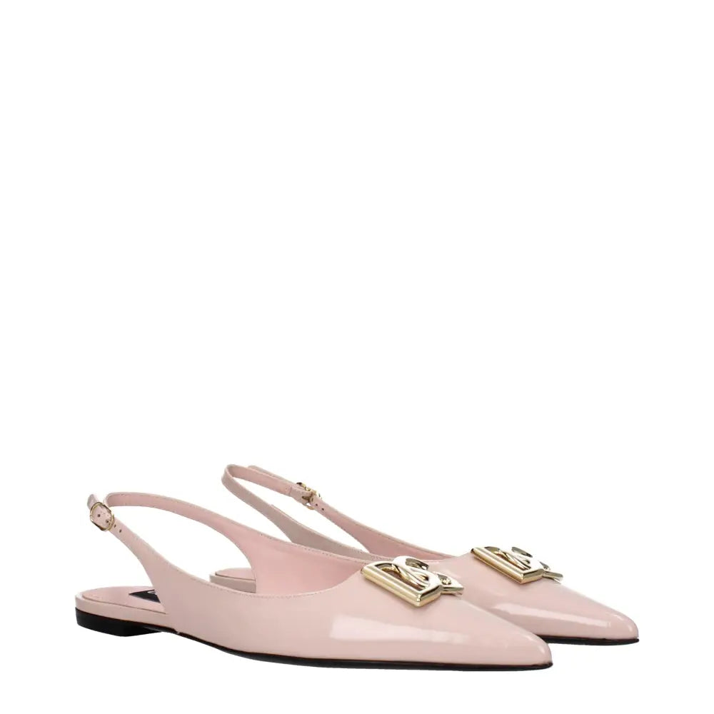 Dolce & Gabbana Rosa Leder-Ballett-Flats