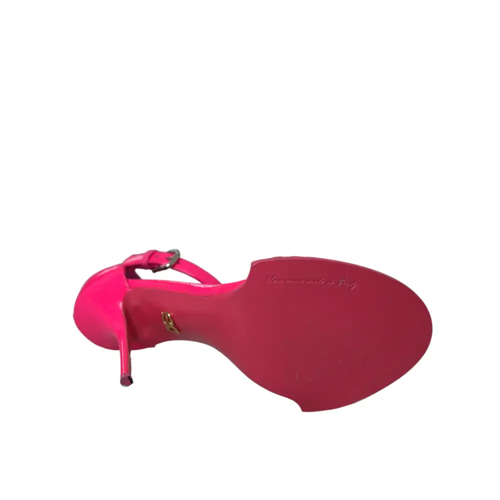 Dolce & Gabbana Rosa Leder Crystal Heels Sandalen Schuhe - EU39/US8.5