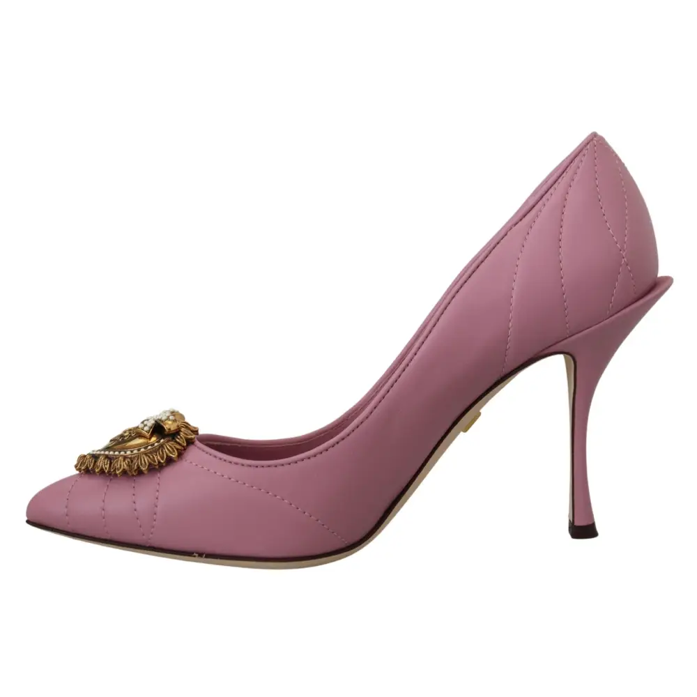 Dolce & Gabbana Rosa Leder Herz DEVOTION Heels Pumps Schuhe