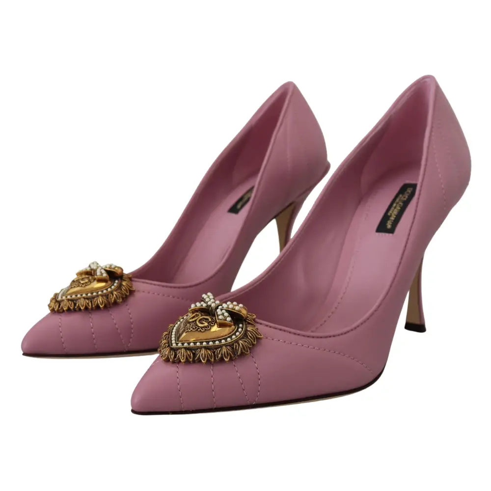 Dolce & Gabbana Rosa Leder Herz DEVOTION Heels Pumps Schuhe - EU35.5/US5