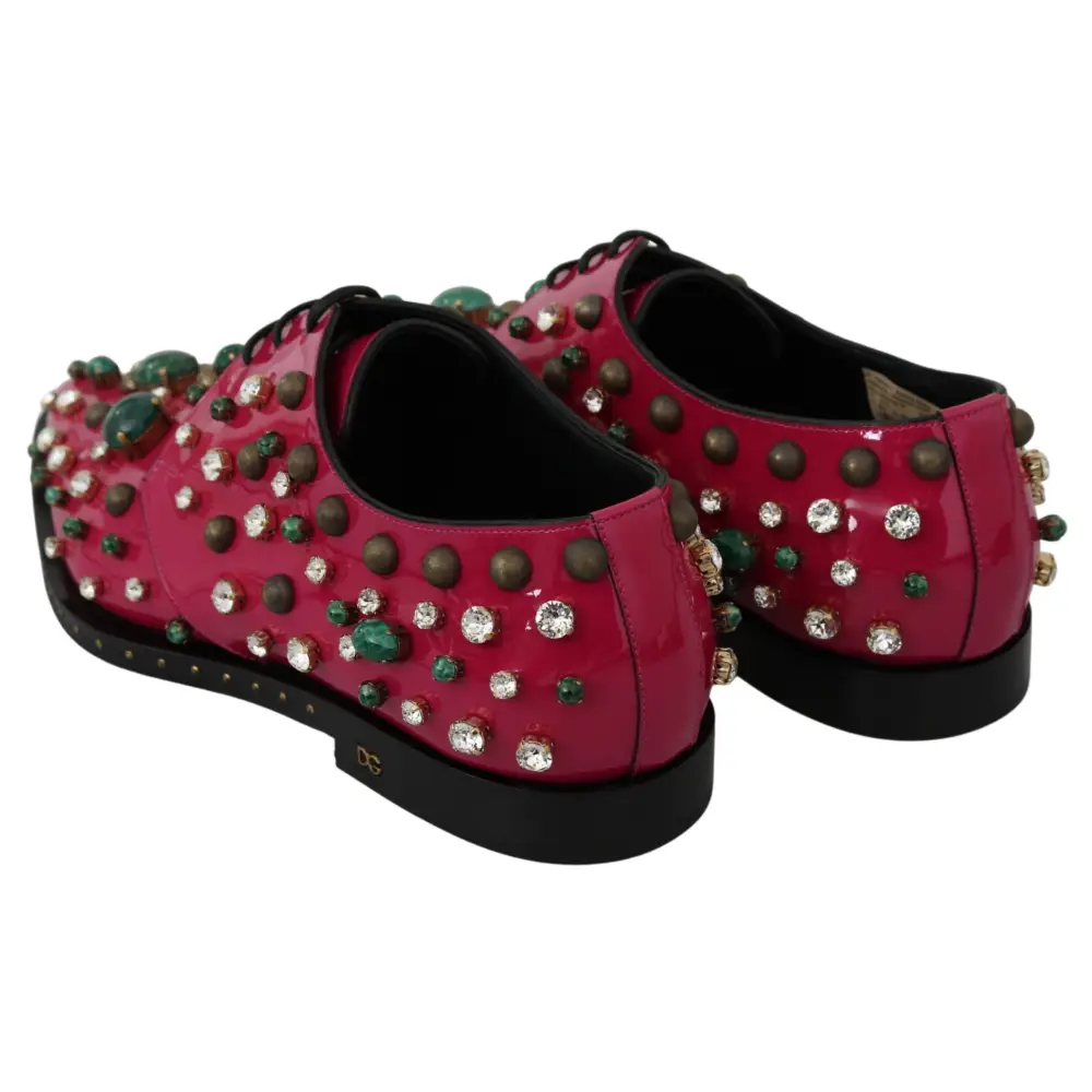 Dolce & Gabbana Rosa Leder Kristalle Kleid Broque Schuhe - EU41/US10.5