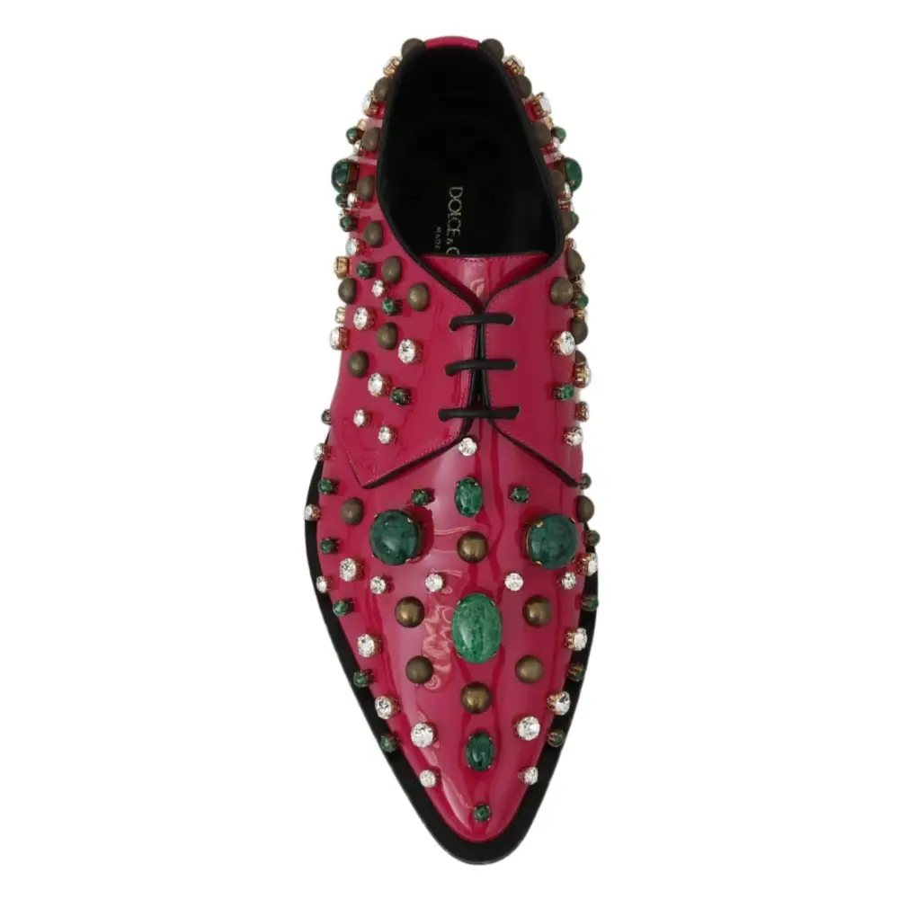 Dolce & Gabbana Rosa Leder Kristalle Kleid Broque Schuhe - EU41/US10.5