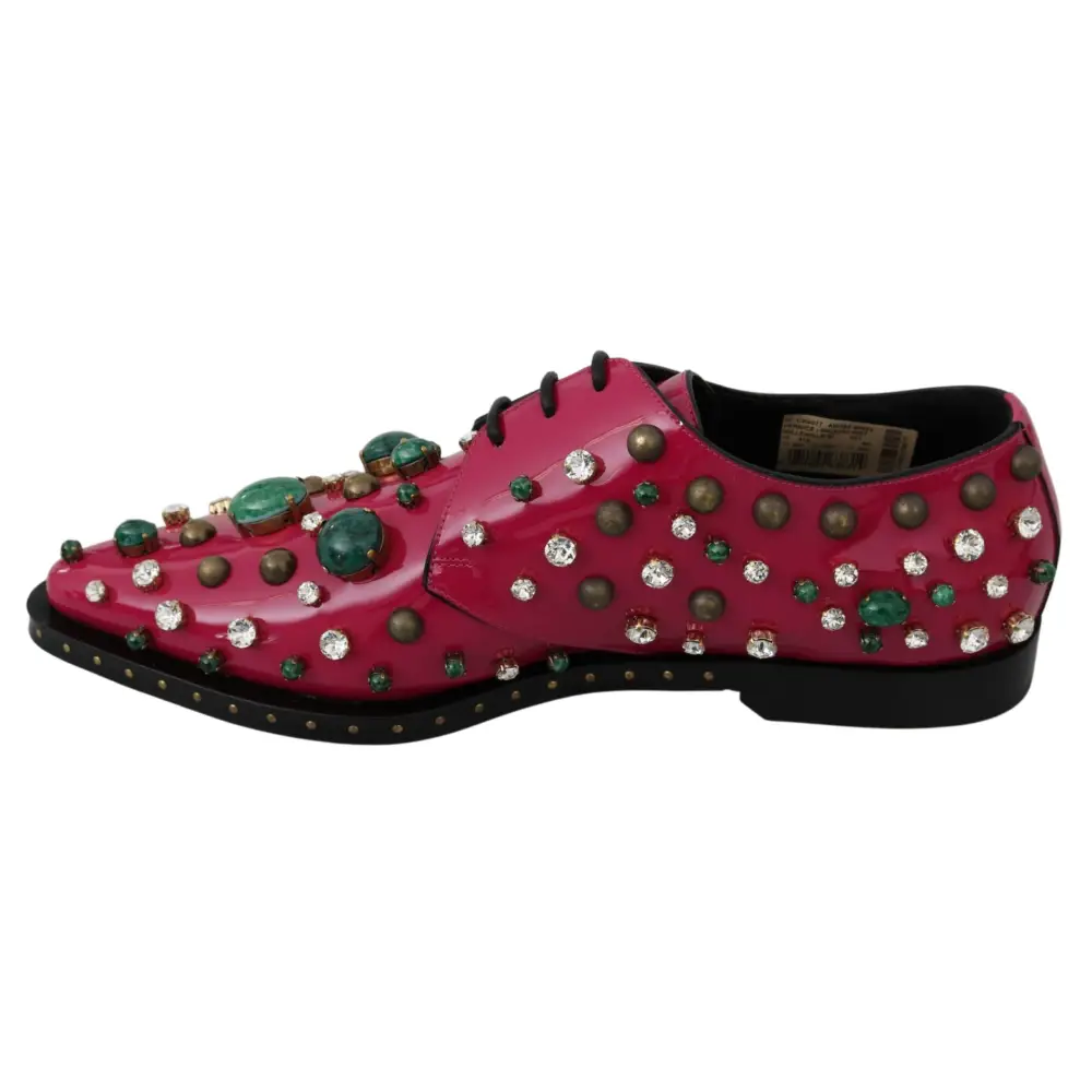 Dolce & Gabbana Rosa Leder Kristalle Kleid Broque Schuhe - EU41/US10.5