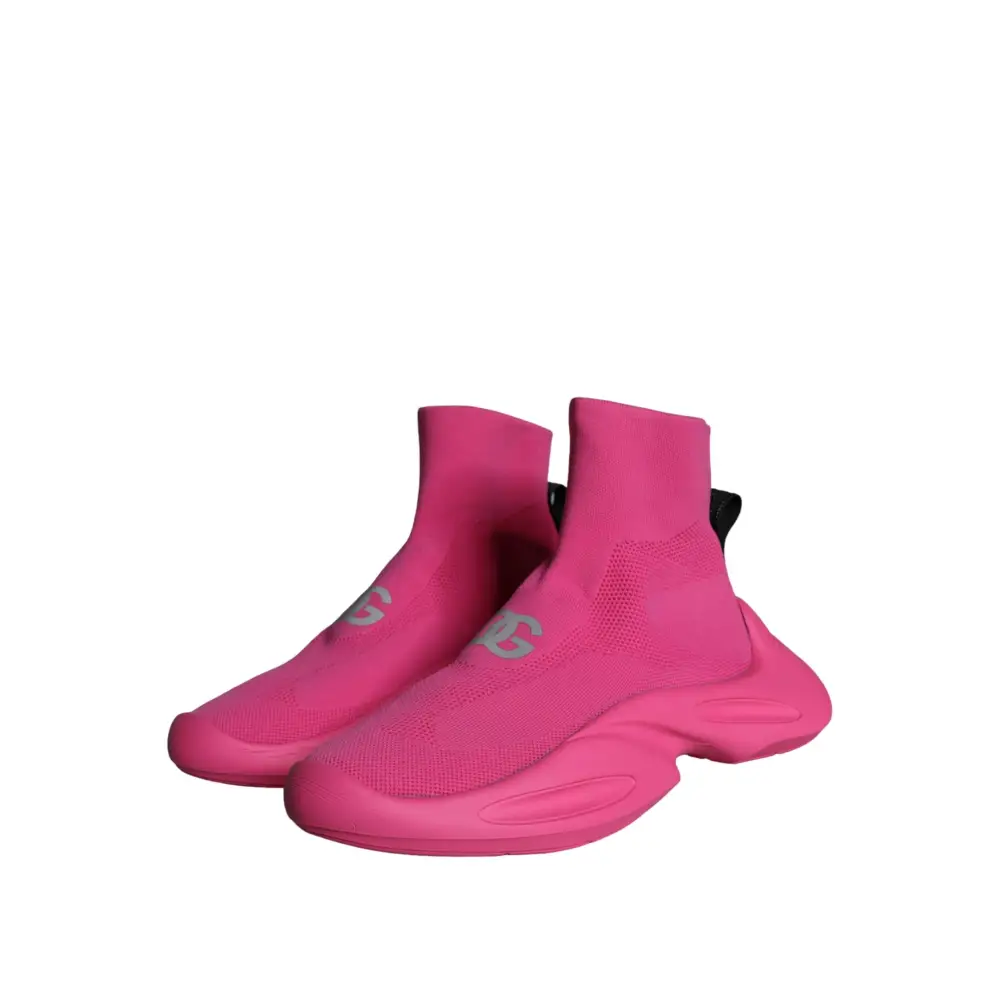 Dolce & Gabbana Rosa Logo Print Slip On Socken Turnschuhe Schuhe - EU44/US11