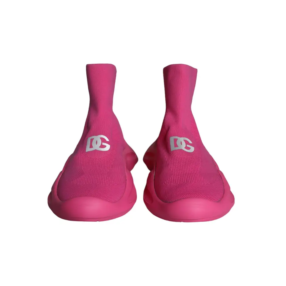 Dolce & Gabbana Rosa Logo Print Slip On Socken Turnschuhe Schuhe - EU44/US11