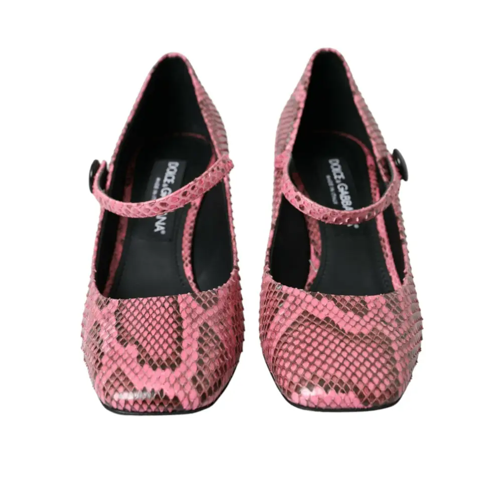 Dolce & Gabbana Rosa Python Leder Mary Jane Heels Schuhe - EU39/US8.5