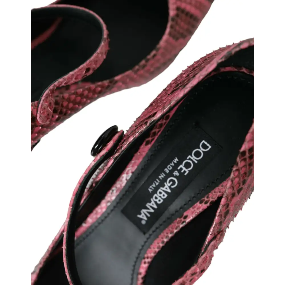 Dolce & Gabbana Rosa Python Leder Mary Jane Heels Schuhe - EU39/US8.5