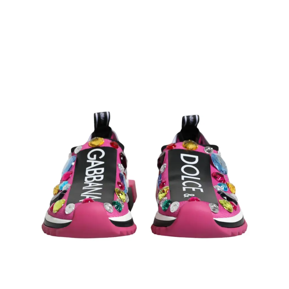 Dolce & Gabbana Rosa Sorrento Kristalle Low Top Turnschuhe Schuhe - EU37/US7