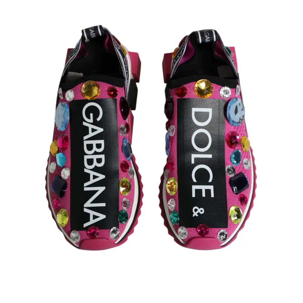 Dolce & Gabbana Rosa Sorrento Kristalle Low Top Turnschuhe Schuhe - EU37/US7