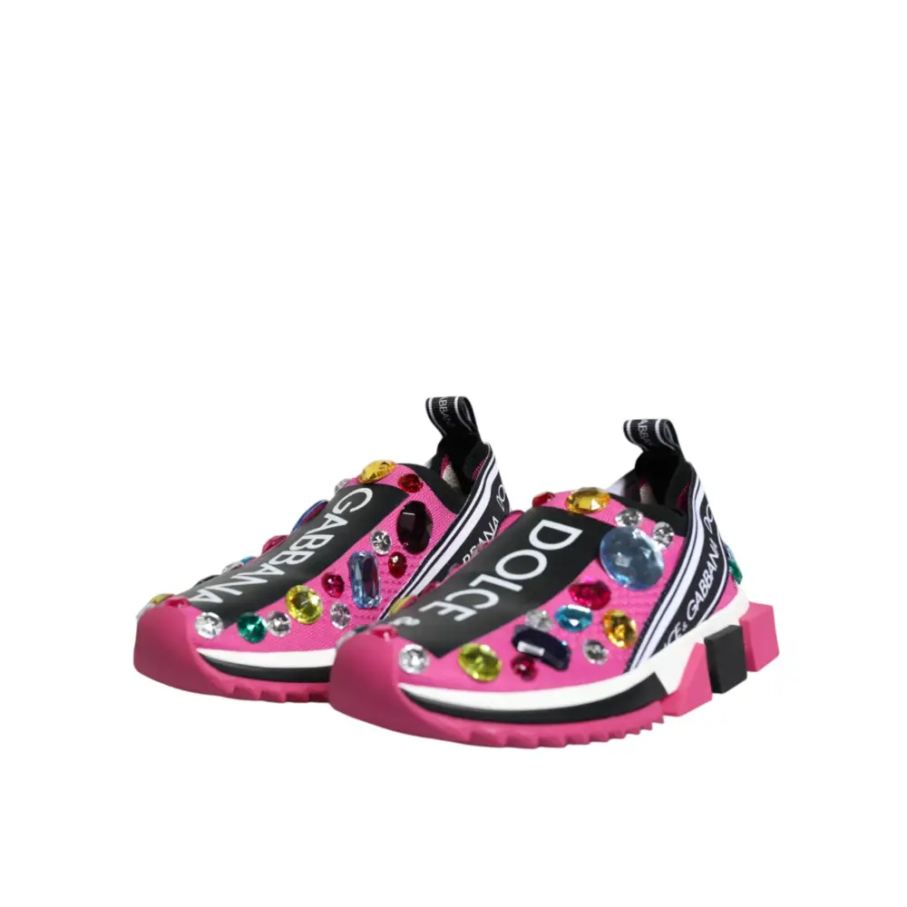 Dolce & Gabbana Rosa Sorrento Kristalle Low Top Turnschuhe Schuhe - EU37/US7