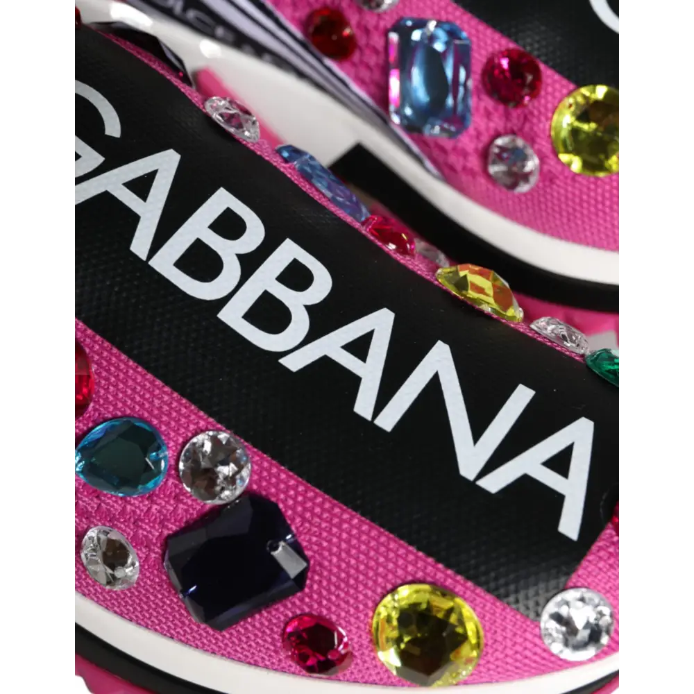 Dolce & Gabbana Rosa Sorrento Kristalle Low Top Turnschuhe Schuhe