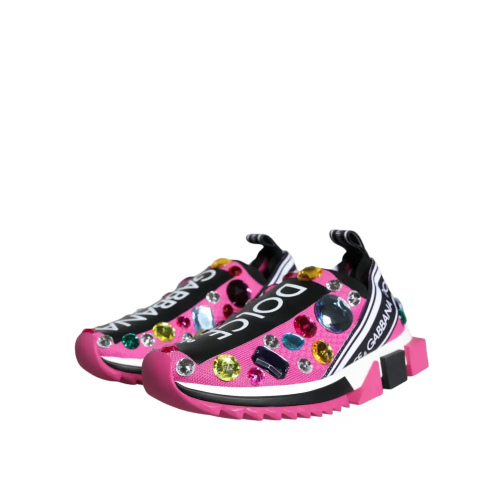 Dolce & Gabbana Rosa Sorrento Kristalle Low Top Turnschuhe Schuhe