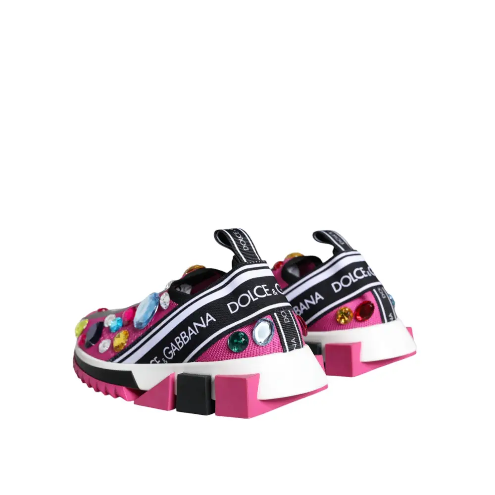 Dolce & Gabbana Rosa Sorrento Kristalle Low Top Turnschuhe Schuhe