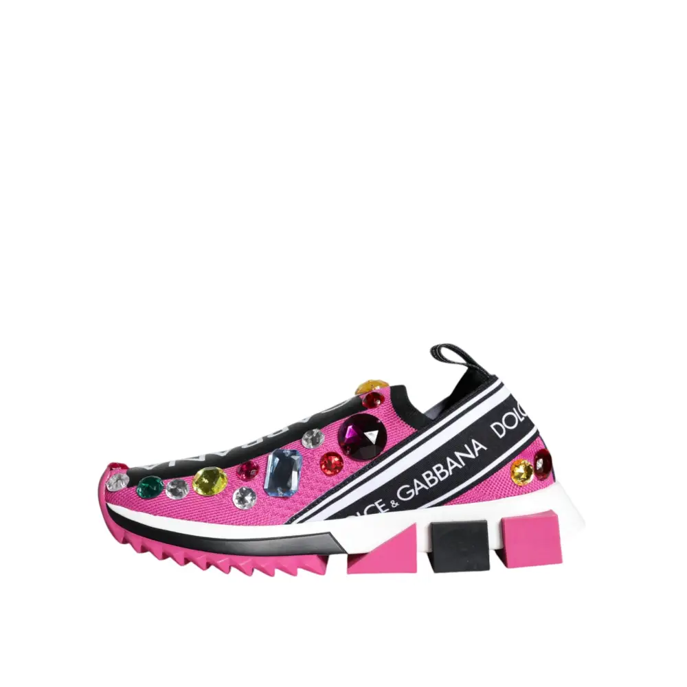 Dolce & Gabbana Rosa Sorrento Kristalle Low Top Turnschuhe Schuhe