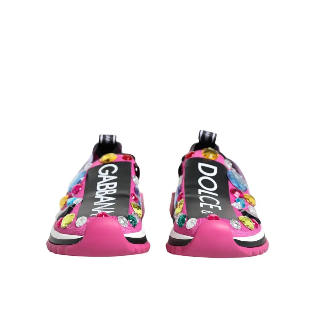 Dolce & Gabbana Rosa Sorrento Kristalle Low Top Turnschuhe Schuhe - EU37/US7