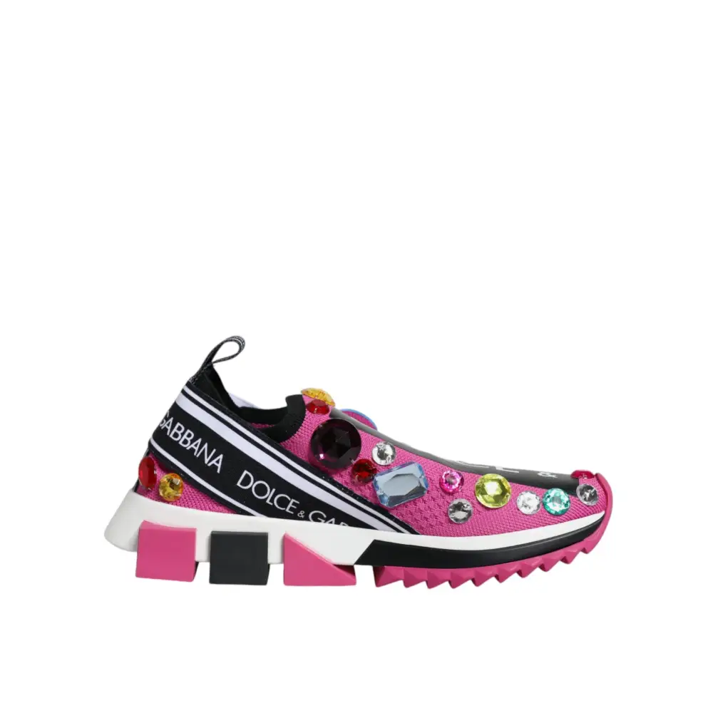 Dolce & Gabbana Rosa Sorrento Kristalle Low Top Turnschuhe Schuhe - EU37/US7