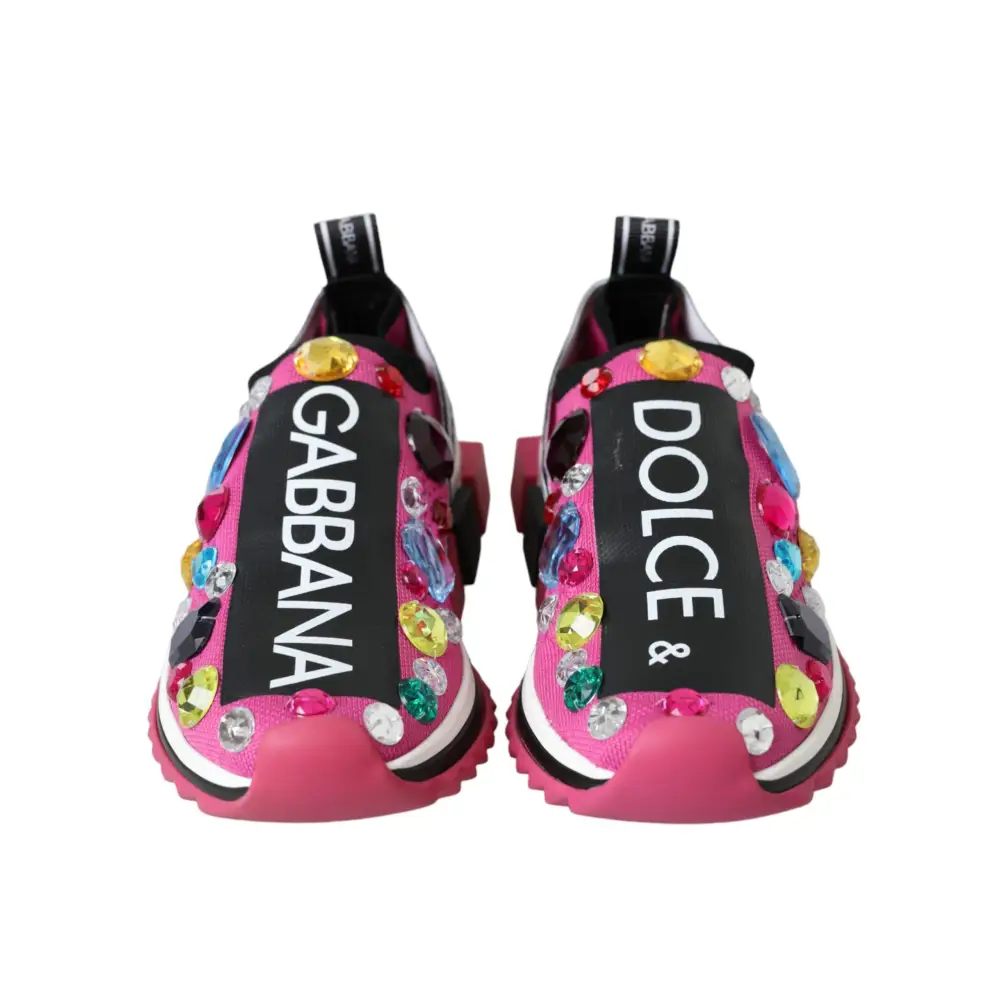 Dolce & Gabbana Rosa Sorrento Kristalle Turnschuhe Schuhe - EU36.5/US6