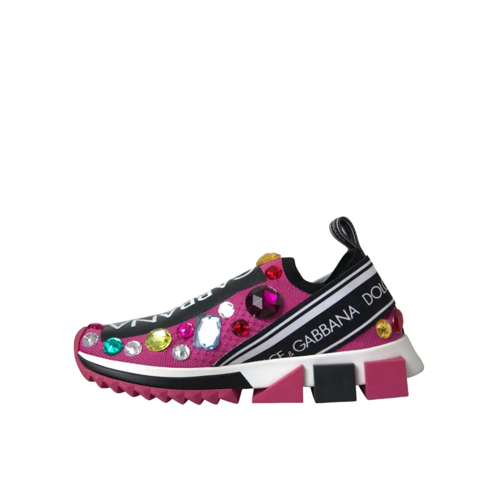 Dolce & Gabbana Rosa Sorrento Kristalle Turnschuhe Schuhe - EU36.5/US6