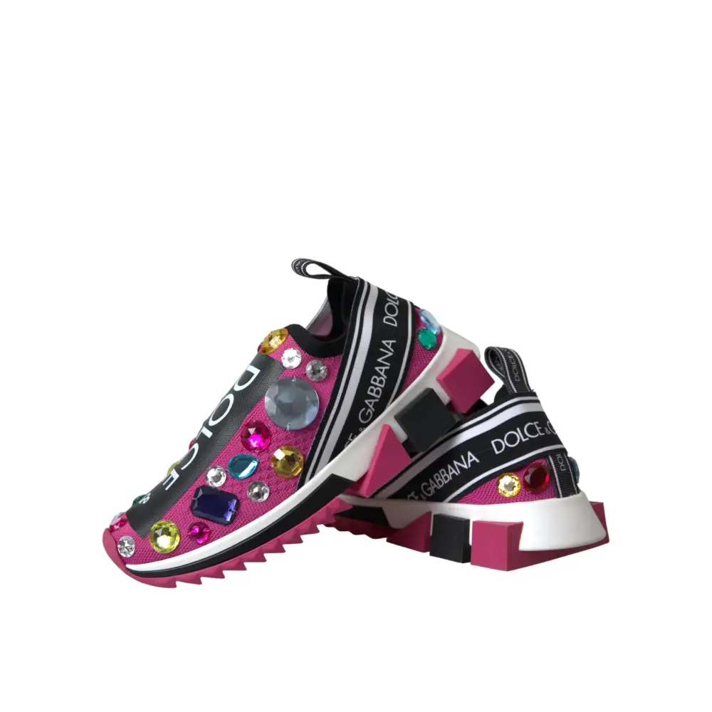 Dolce & Gabbana Rosa Sorrento Kristalle Turnschuhe Schuhe - EU36.5/US6