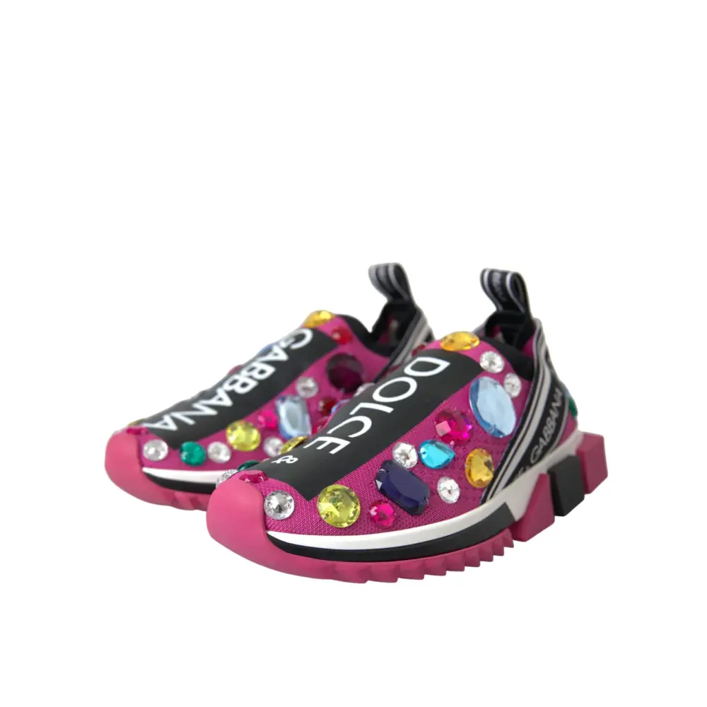 Dolce & Gabbana Rosa Sorrento Kristalle Turnschuhe Schuhe - EU36.5/US6