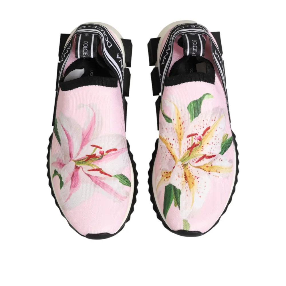 Dolce & Gabbana Rosa Sorrento Sneaker mit Blumenmuster - EU37/US6.5