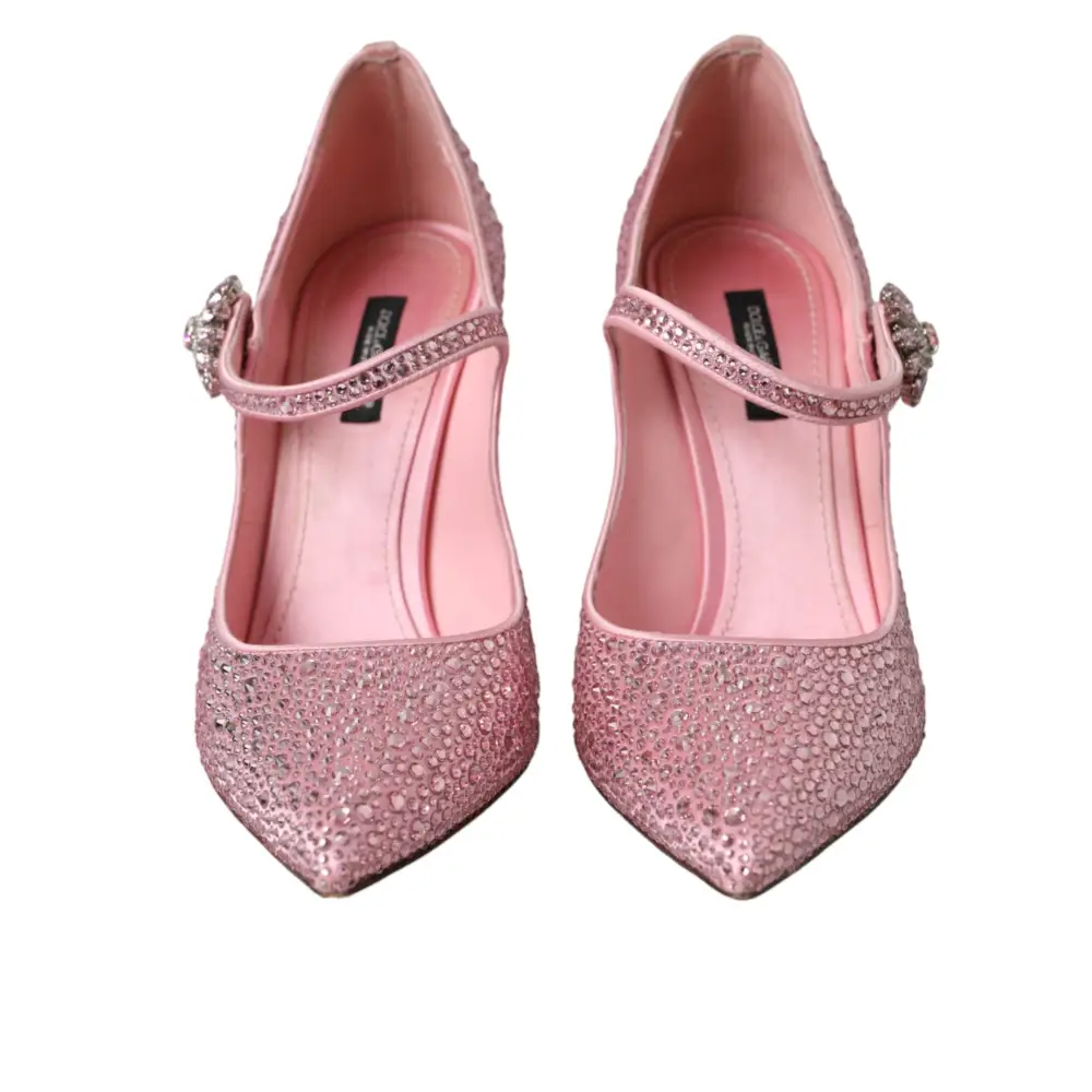 Dolce & Gabbana Rosa Strass Kristall Heels Pumps Schuhe - EU39/US8.5