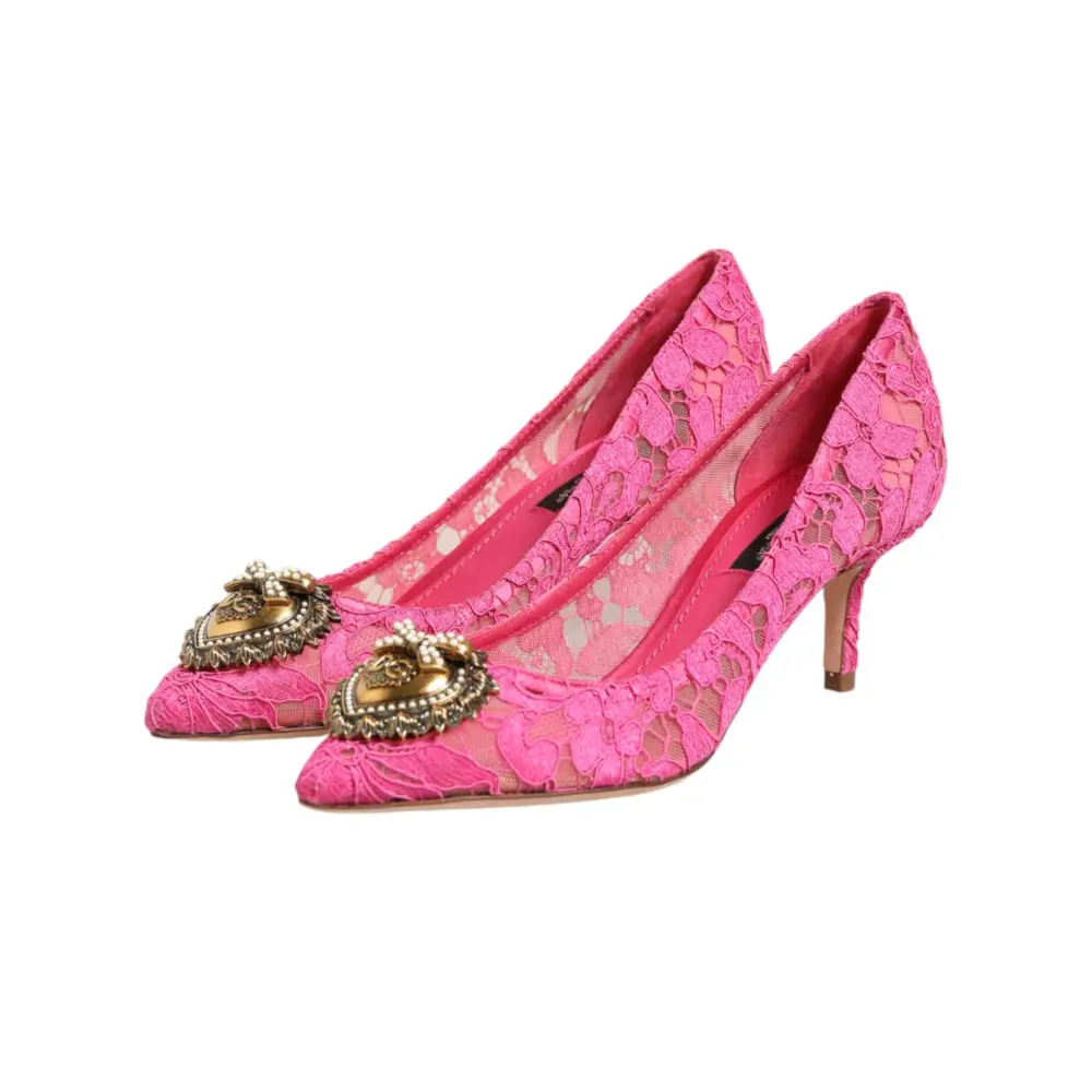 Dolce & Gabbana Rosa Taormina Spitze DEVOTION Pumps - EU35.5/US5