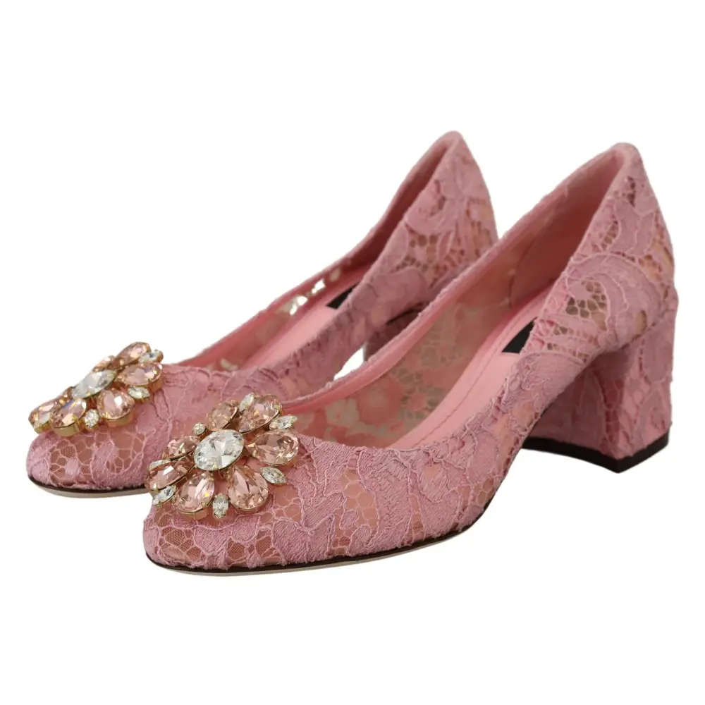 Dolce & Gabbana Rosa Taormina Spitze Kristall Pumps Pastell Schuhe