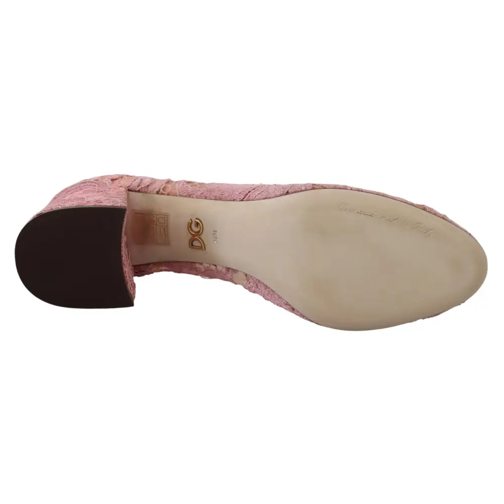 Dolce & Gabbana Rosa Taormina Spitze Kristall Pumps Pastell Schuhe